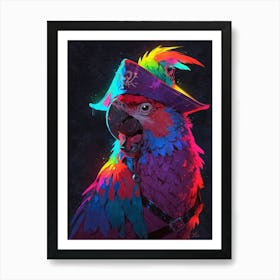 A Parrot With A Pirate Hat Squawking Art Print