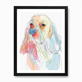 Cocker Spaniel Dog Pastel Line Illustration  3 Art Print