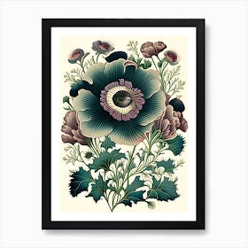 Anemone 1 Floral Botanical Vintage Poster Flower Art Print