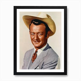 John Wayne Retro Collage Movies Art Print