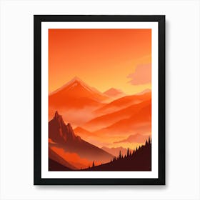 Misty Mountains Vertical Composition In Orange Tone 161 Art Print