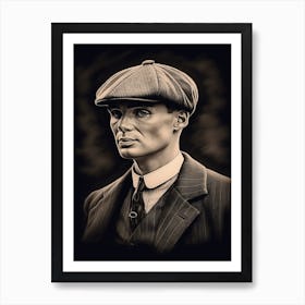 Gangster Art Thomas Shelby Peaky Blinders B&W 3 Art Print