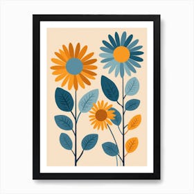 Flowers On A Beige Background Art Print