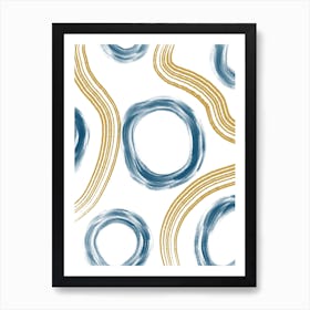 Blue And Gold Circles Art Print