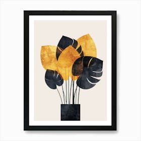 Black And Yellow Leaves Canvas Print Art Print