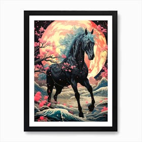 Horse In The Moonlight Art Print