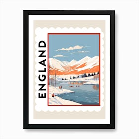 Retro Winter Stamp Poster Lake District United Kingdom 1 Art Print