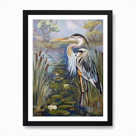 Heron In The Marsh Art Print