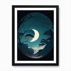 Moonlight Comic Space Space Art Print