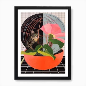 Amaryllis With A Cat 1 Abstract Expressionist Art Print