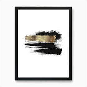 Gold And Black Brush Strokes 6 Art Print