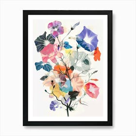 Morning Glory 2 Collage Flower Bouquet Art Print