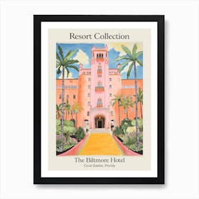 Poster Of The Biltmore Hotel   Coral Gables, Florida   Resort Collection Storybook Illustration 1 Art Print