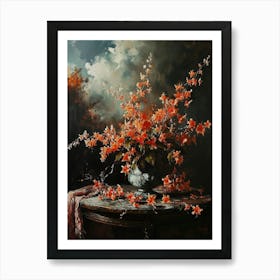 Baroque Floral Still Life Coral Bells 2 Art Print