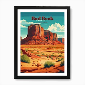 Red Rock Arizona Digital Travel Illustration Poster