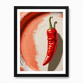 Red Chili Pepper On A Plate Art Print