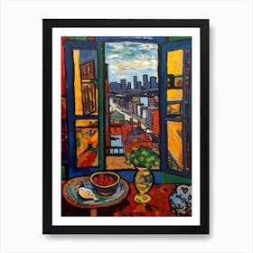 Window View Of New York In The Style Of Fauvist 2 Art Print