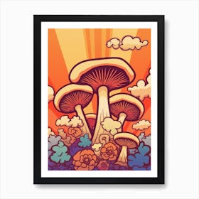 Retro Mushrooms 6 Art Print
