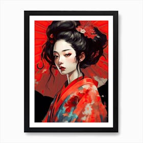 Geisha Flowers 3 Art Print