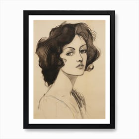 Abstract Woman Portrait Sketch Art Print