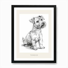 Cute Terrier Dog Line Art 2 Poster Art Print