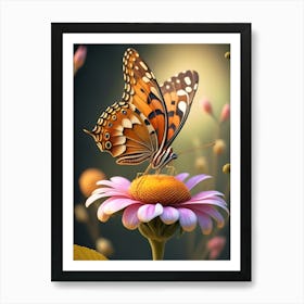 Butterfly On A Flower 9 Art Print