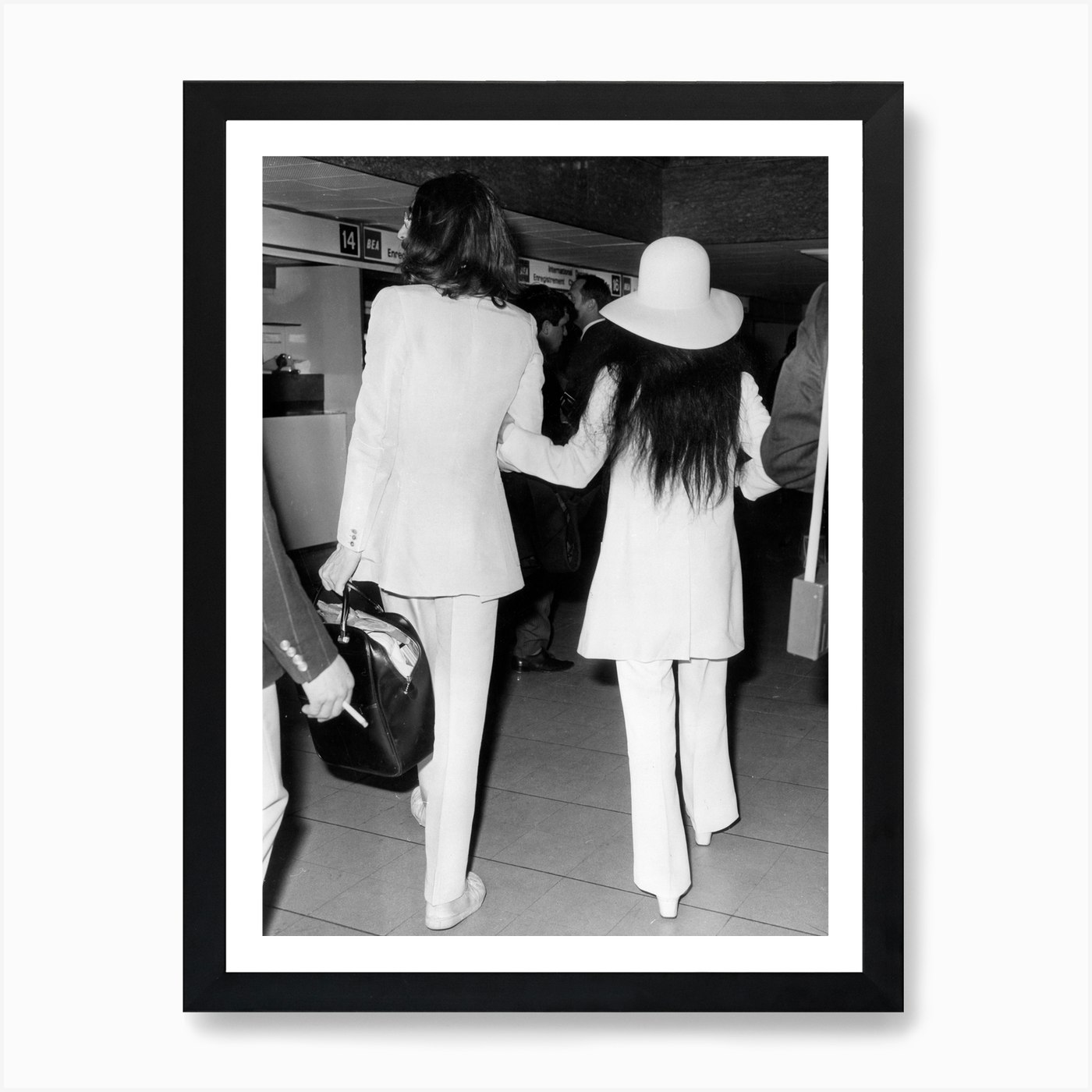 John Lennon And Yoko Ono Walking Away Art Print By Vintage
