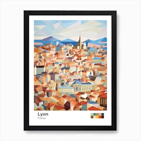 Lyon, France, Geometric Illustration 4 Poster Art Print