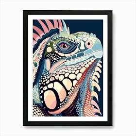 Fiji Crested Iguana Abstract Modern Illustration 5 Art Print