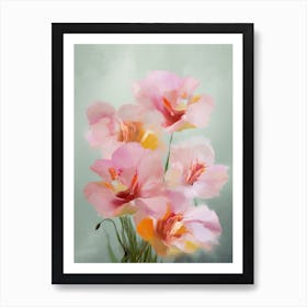 Orchids Flowers Acrylic Painting In Pastel Colours 3 Art Print