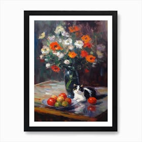 Anemone With A Cat 1 Art Print