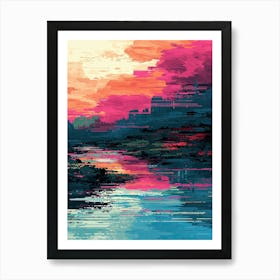 Sunset In The City | Pixel Minimalism Art Series Art Print