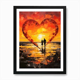 Sunset Impasto Silhouettes 1 Art Print