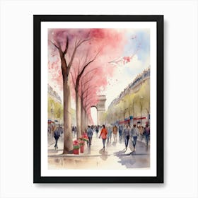 Cherry Blossoms In Paris Art Print