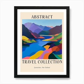 Abstract Travel Collection Poster Queenstown New Zealand 4 Art Print