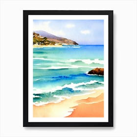 Cala De Mijas Beach, Costa Del Sol, Spain Watercolour Art Print