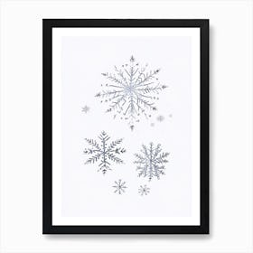 Snowflakes In The Snow,  Snowflakes Pencil Illustration 2 Art Print