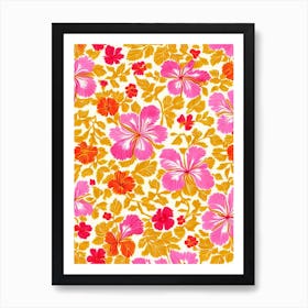 Hibiscus Floral Print Warm Tones 1 Flower Art Print