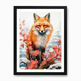 Fox In The Snow animal Art Print