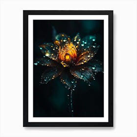 Rain drops in the flower Art Print