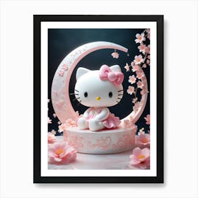 Hello Kitty On The Moon Art Print