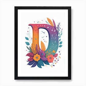 Colorful Letter D Illustration 59 Art Print