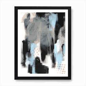 Progress Mixed Media Abstract Blue Orange Black Art Print