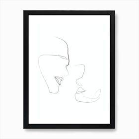 Line art couple Art Print