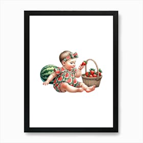 Watermelon Girl Art Print