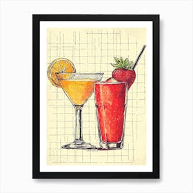 Fruity Daiquiri Watercolour Geometric 2 Art Print