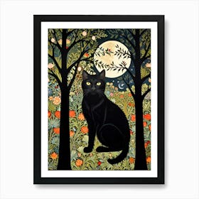 William Morris Black Cat In The Moonlight 17 Art Print