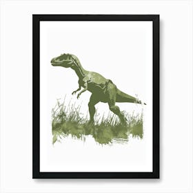 Green Dinosaur Silhouette 6 Art Print