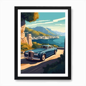 A Rolls Royce Phantom In Amalfi Coast, Italy, Car Illustration 1 Art Print