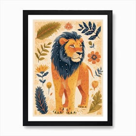 Barbary Lioness On The Prowl Illustration 3 Art Print